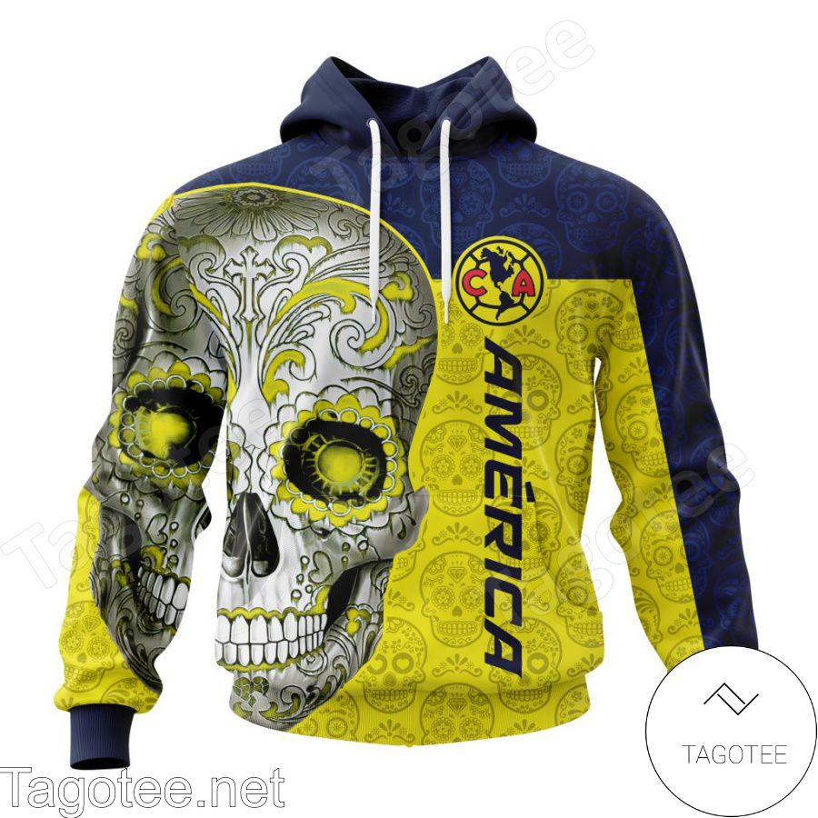 LIGA MX Club America Sugar Skull For Dia De Muertos Customized T-shirt, Hoodie