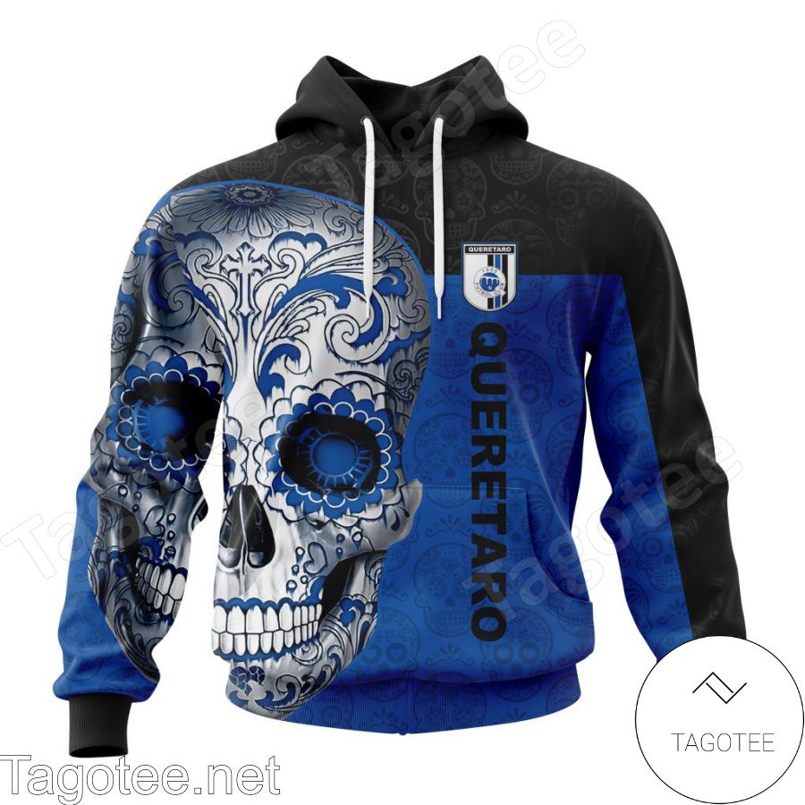 LIGA MX Queretaro F.C Sugar Skull For Dia De Muertos Customized T-shirt, Hoodie