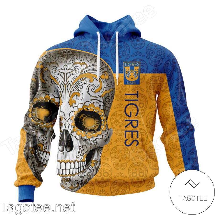 LIGA MX Tigres UANL Sugar Skull For Dia De Muertos Customized T-shirt, Hoodie
