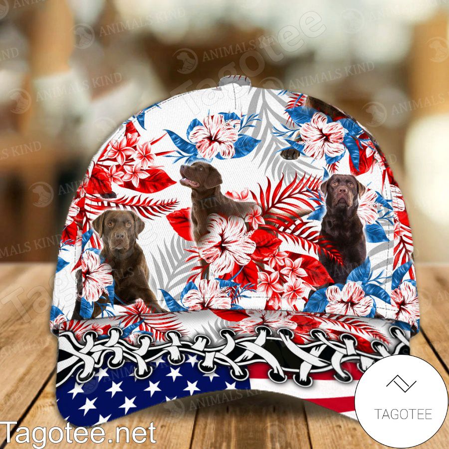 Labrador Chocolate American Flag Cap