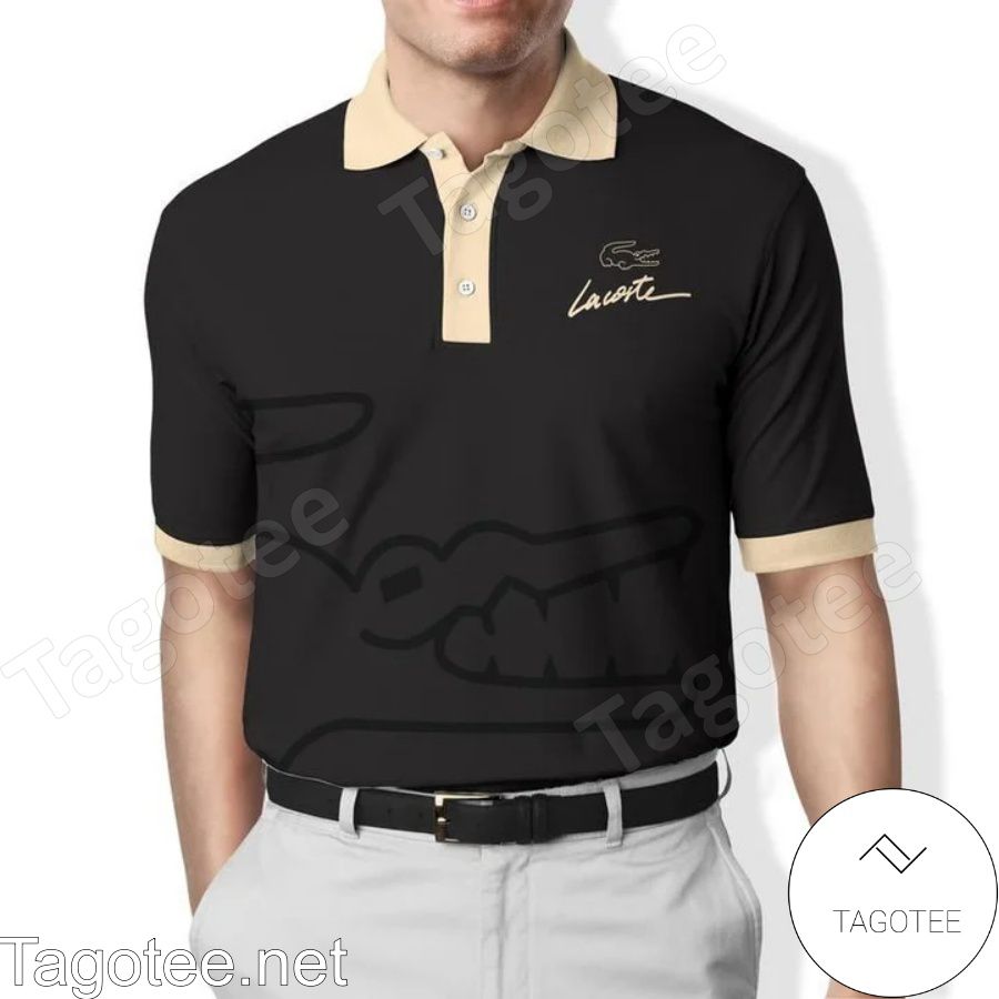 Lacoste Logo Print Black Basic Polo Shirt