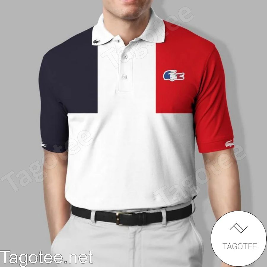 Lacoste Mix Color Red Navy And White Polo Shirt