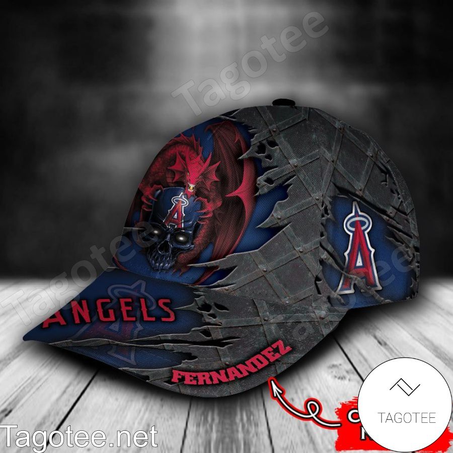 Los Angeles Angels Crack 3D MLB Custom Name Personalized Cap b