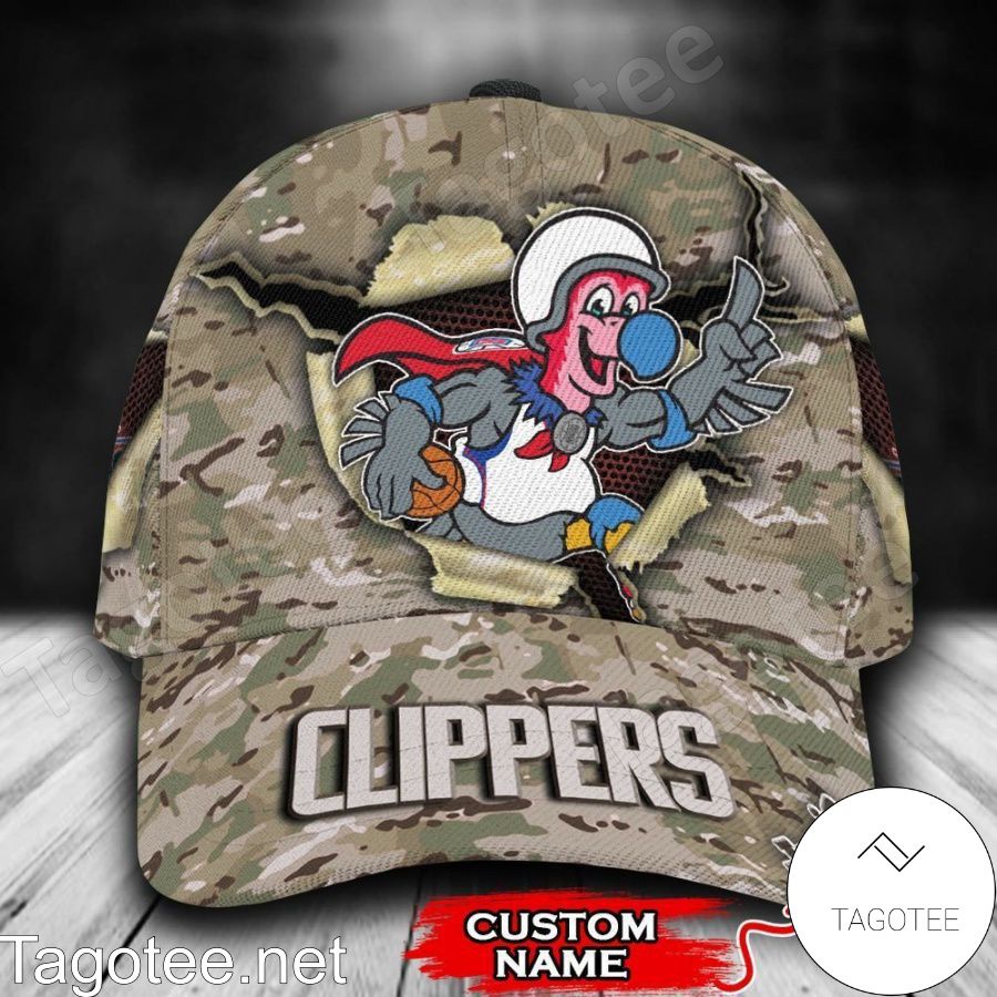 Los Angeles Clippers Camo Mascot NBA Custom Name Personalized Cap