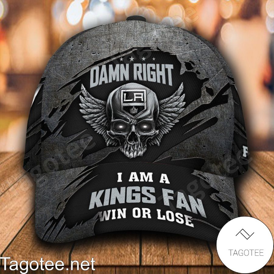Los Angeles Kings Skull Damn Right I Am A Fan Win Or Lose NHL Custom Name Personalized Cap