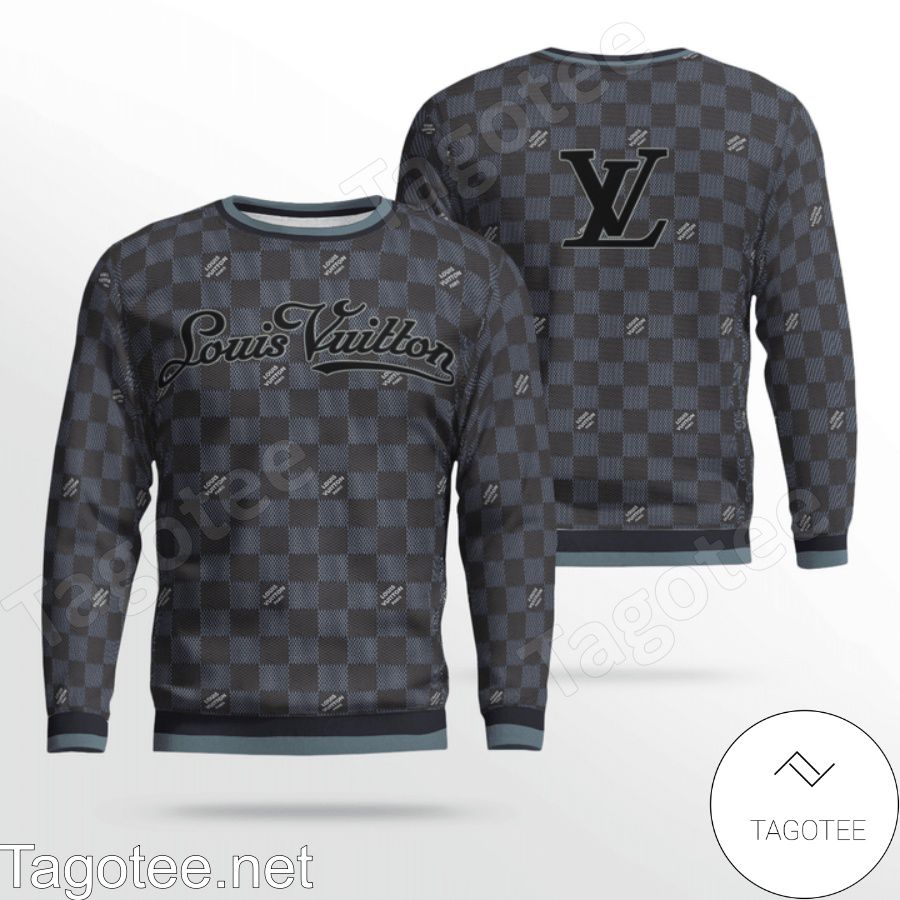 Louis Vuitton Blue And Black Checkerboard Sweater