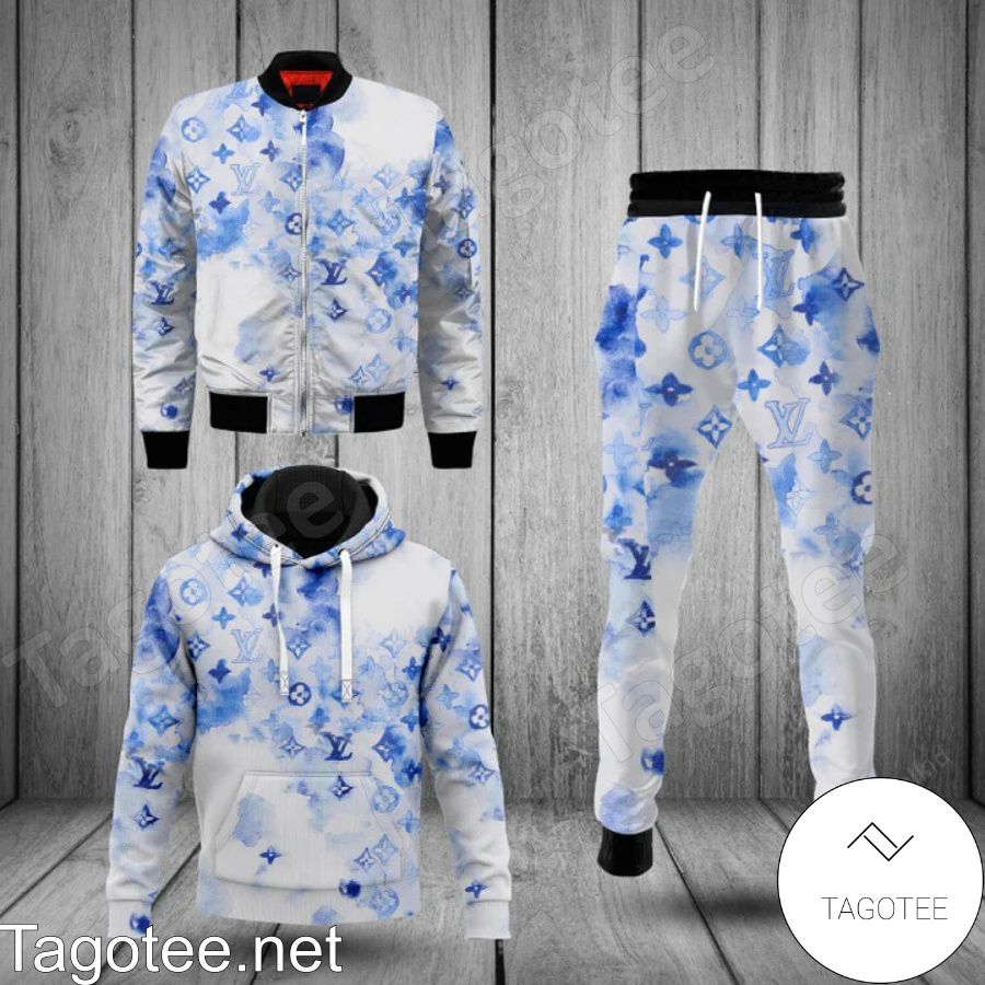 Louis Vuitton Blue White Watercolor Hoodie And Pants