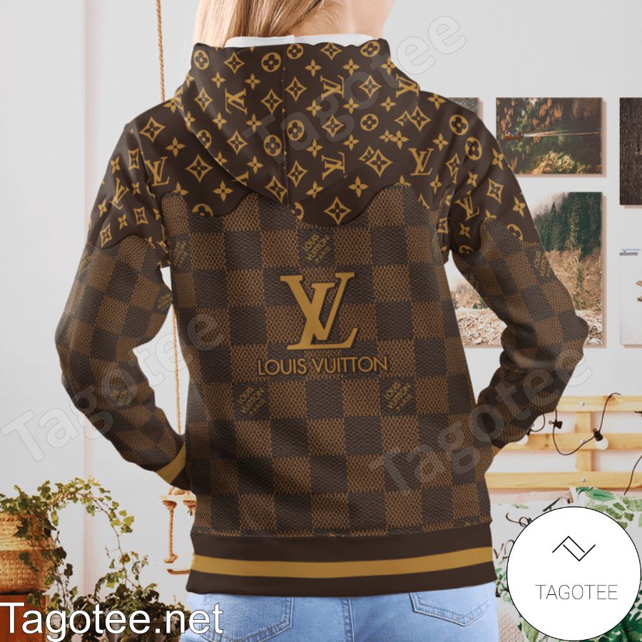 Louis Vuitton Dark Brown Monogram And Checkerboard Hoodie b