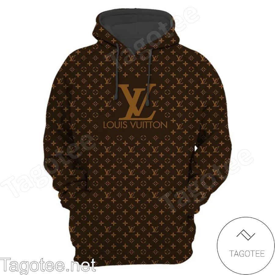 Louis Vuitton Dark Brown Monogram Big Logo Center Hoodie
