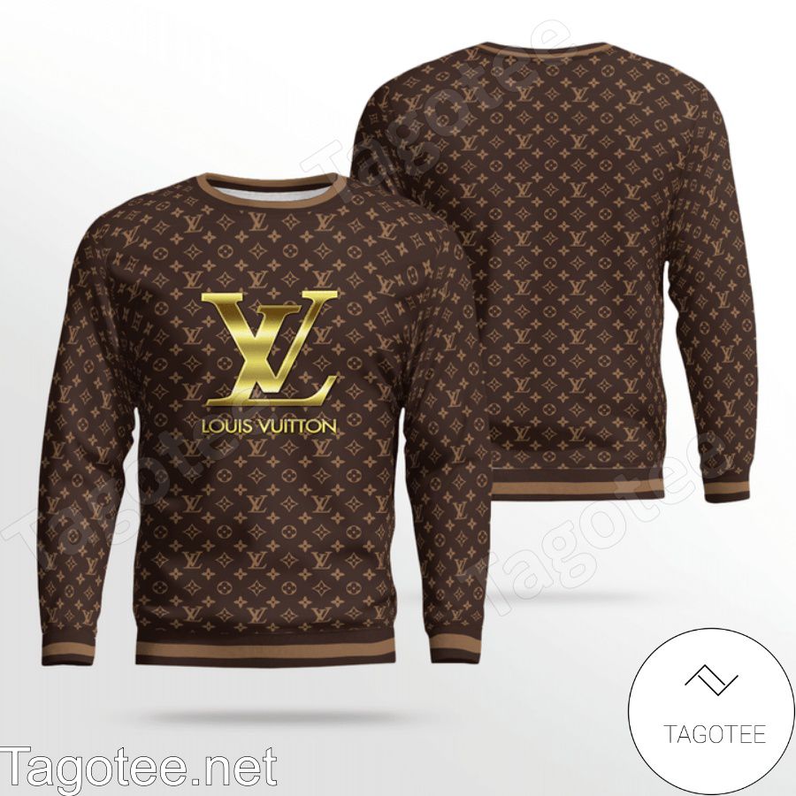 Louis Vuitton Dark Brown Monogram With Gold Logo Center Sweater c