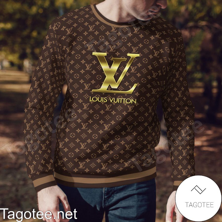 Louis Vuitton Dark Brown Monogram With Gold Logo Center Sweater