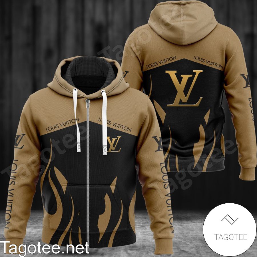 Louis Vuitton Fire Pattern Black And Brown Hoodie - Tagotee