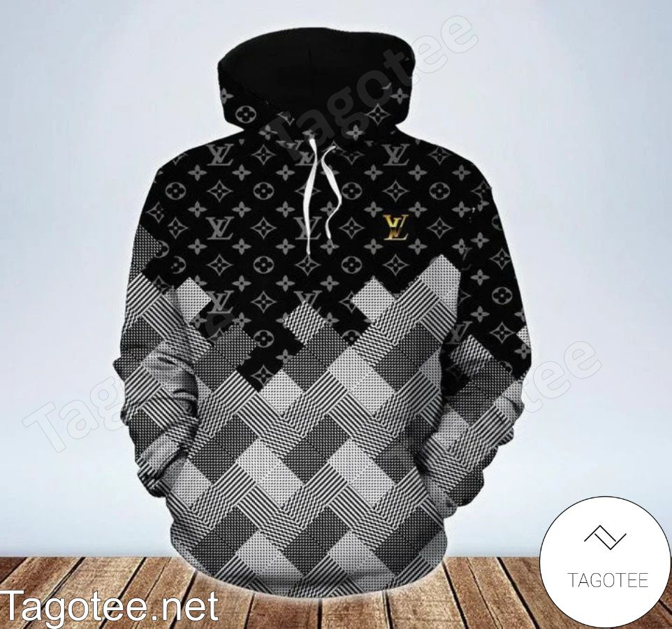 Louis Vuitton Half Black Monogram Half Checkered Hoodie