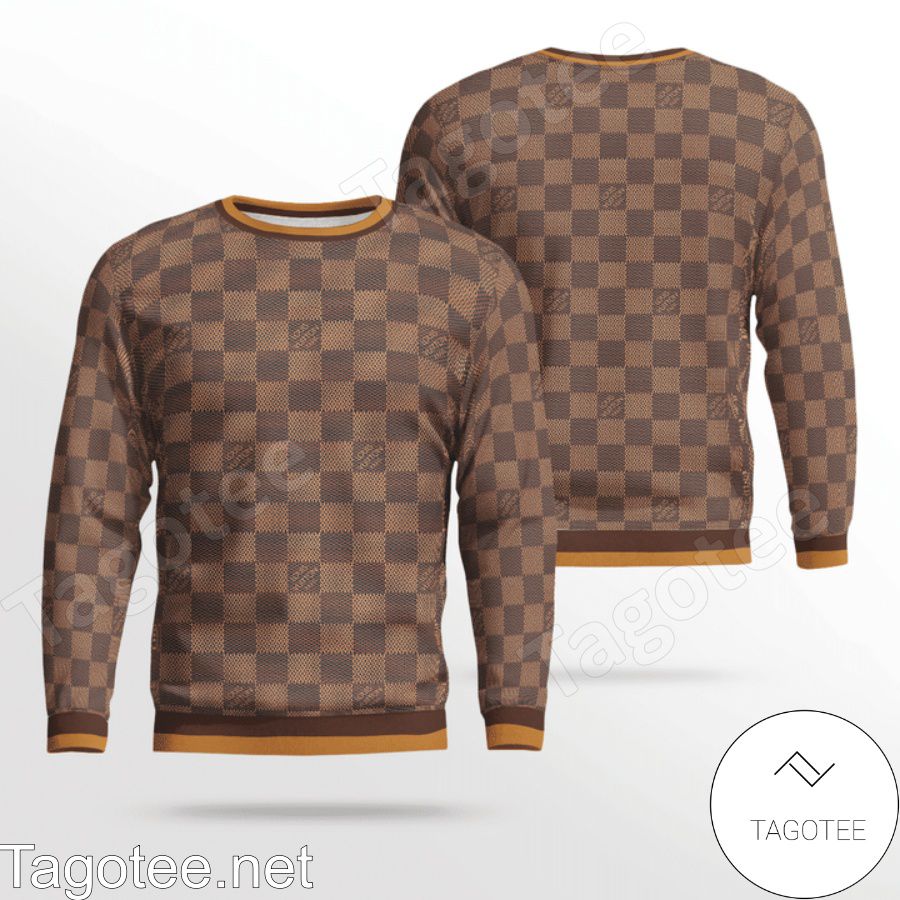 Louis Vuitton Light And Dark Brown Checkerboard Sweater
