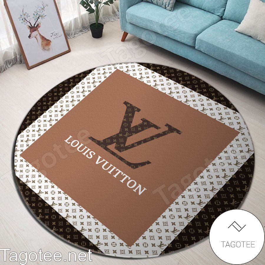 Louis Vuitton Logo Monogram Nested Squares Round Rug - Tagotee