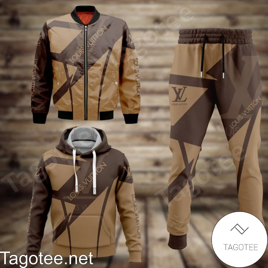 Louis Vuitton Luxury Brand Light And Dark Brown Hoodie And Pants