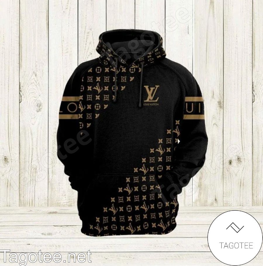 Louis Vuitton Luxury Brand Logo Monogram Mix Black Hoodie