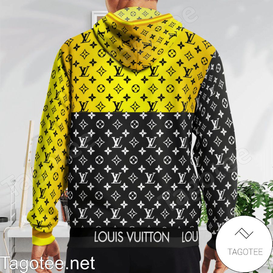 Louis Vuitton Black Yellow Logo Luxury Unisex Premium Hoodie