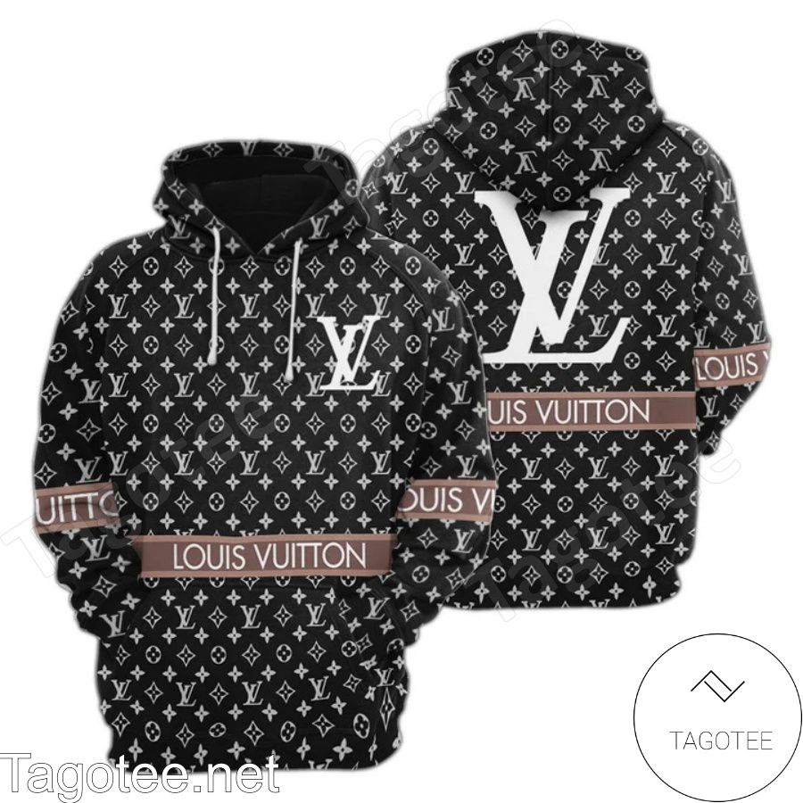 Louis Vuitton Monogram Brand Name Stripe Black Hoodie - Tagotee