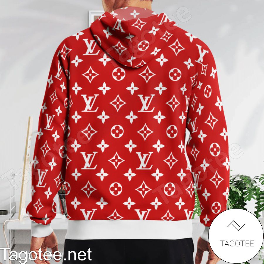 Louis Vuitton Red Logo Monogram With Big V Center Sweater - Tagotee