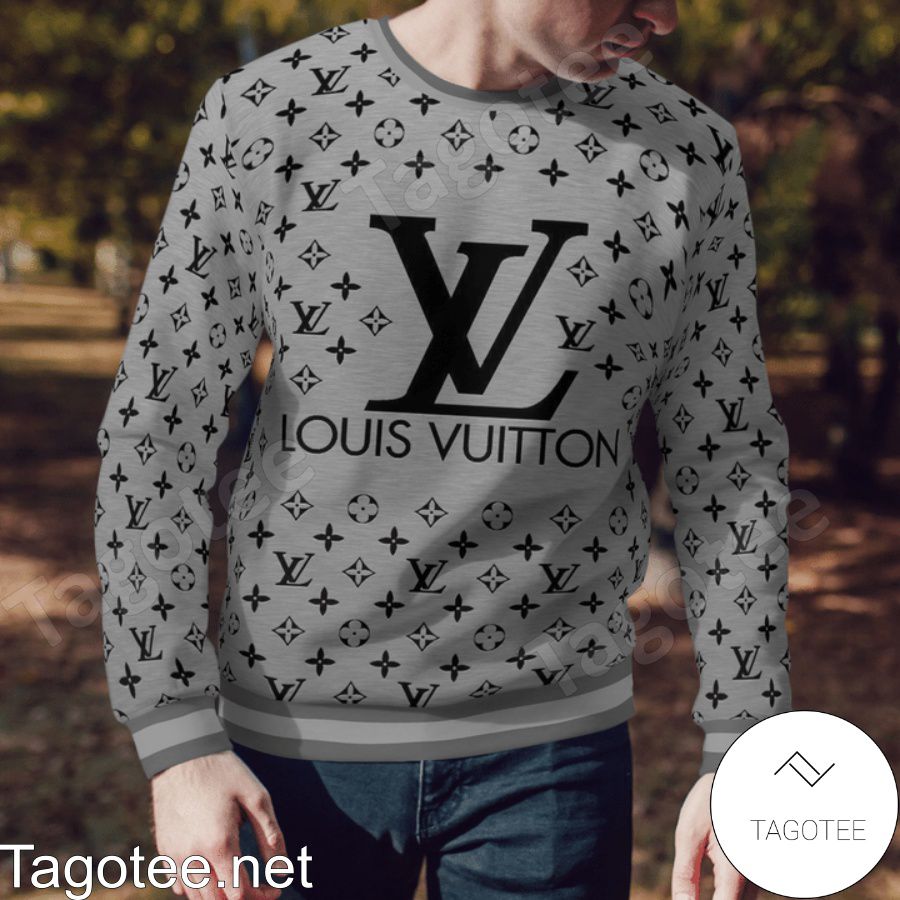 Louis Vuitton Monogram With Big Logo Center Grey Sweater a