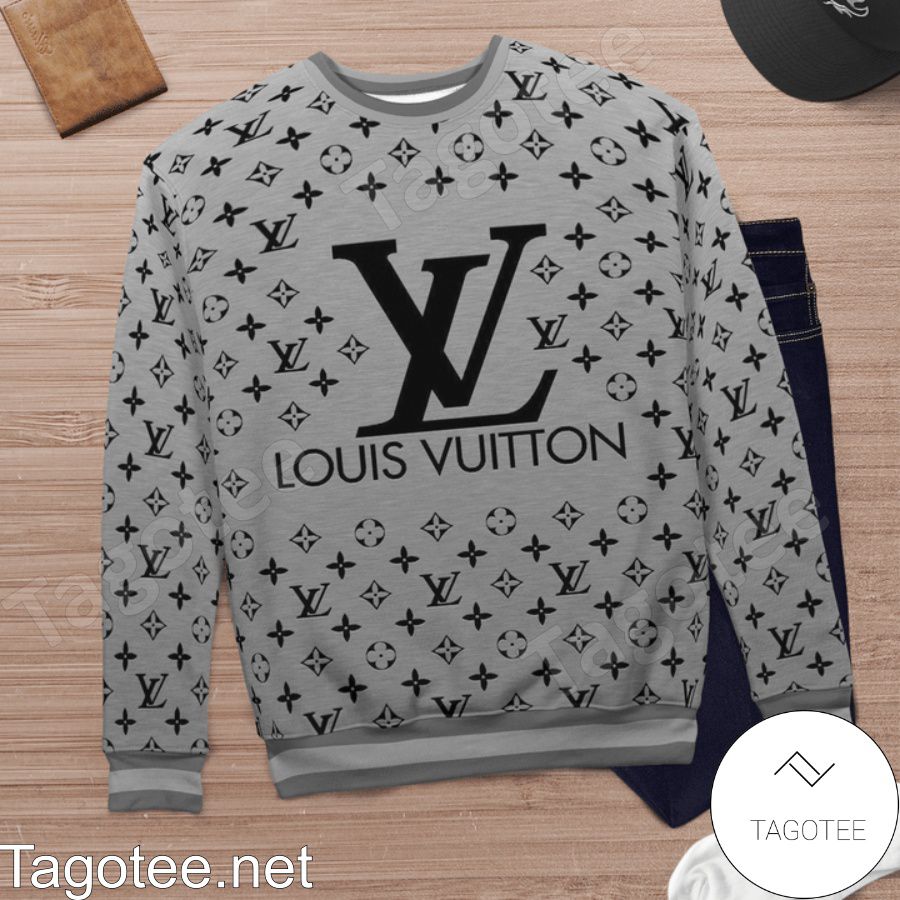 Louis Vuitton Monogram With Big Logo Center Grey Sweater c