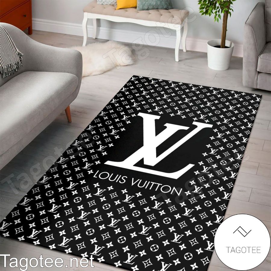 Louis Vuitton Monogram With White Big Logo Center Black Rug