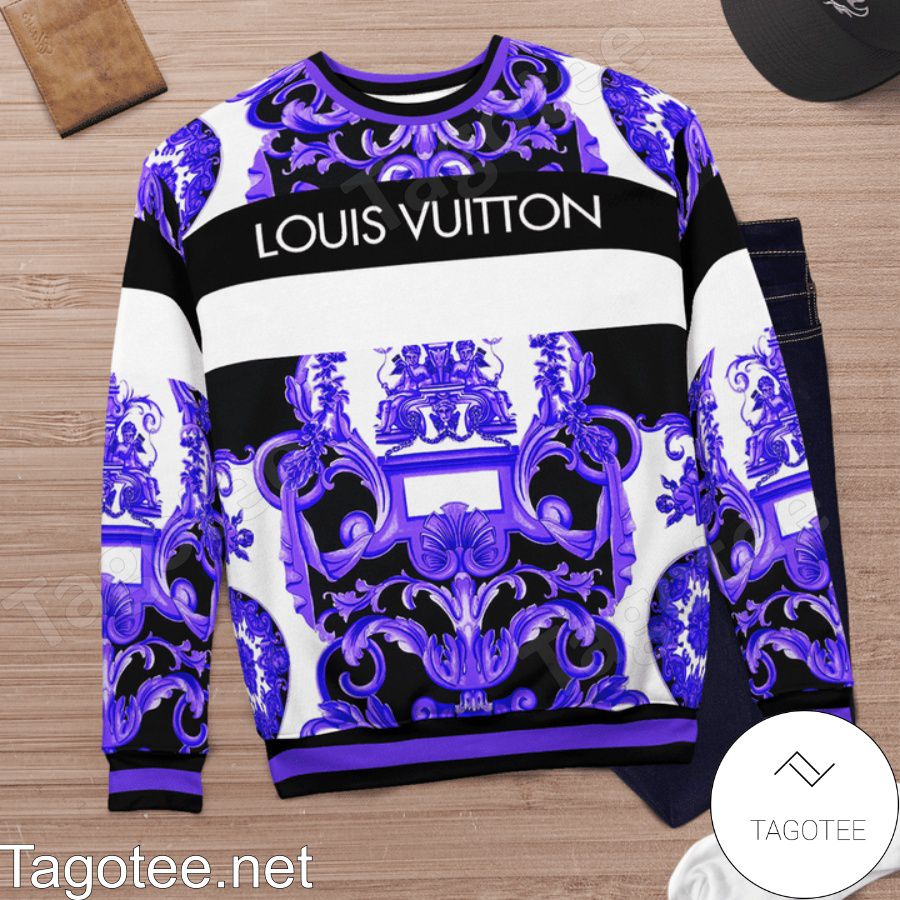 Louis Vuitton Purple Knit V-Neck Jumper L Louis Vuitton
