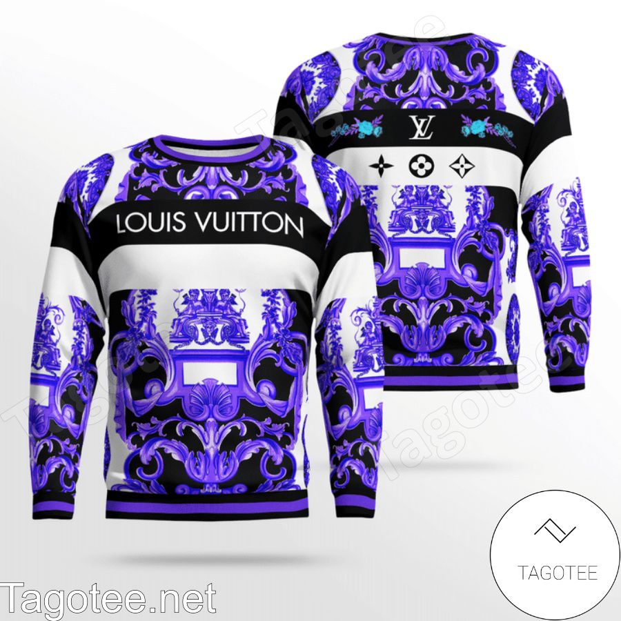 Louis Vuitton Purple Multi Baroque Print Sweater
