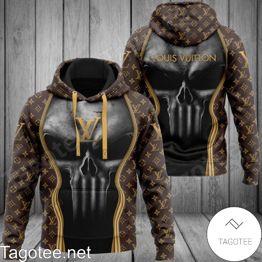 Louis Vuitton Brown pattern black hoodie, bomber jacket - LIMITED EDITION