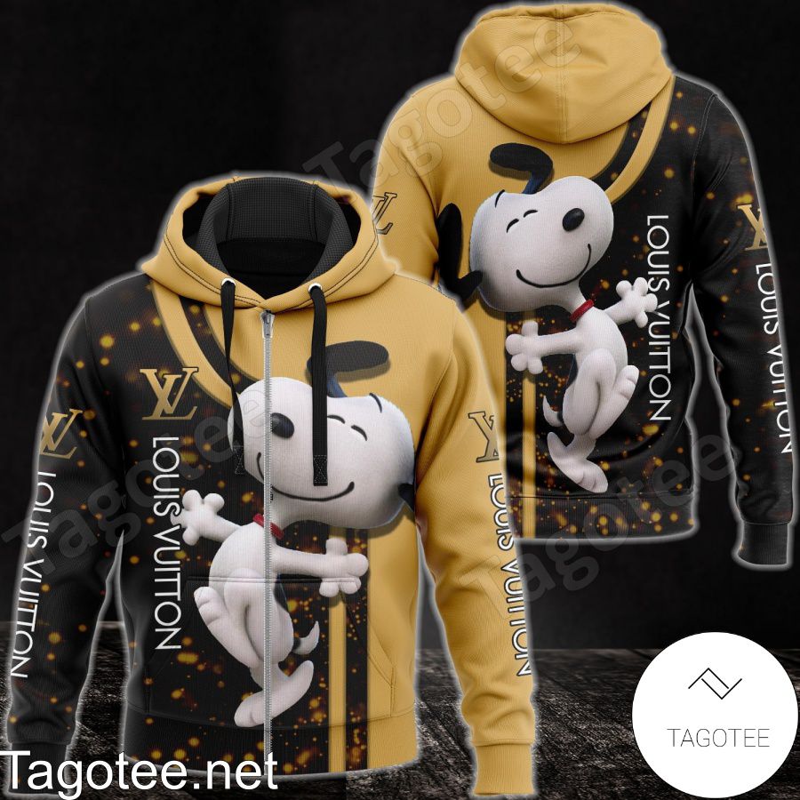 Louis Vuitton With Snoopy Black And Brown Hoodie