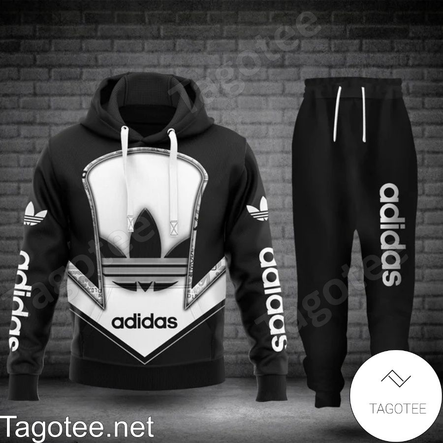 Luxury Adidas With Logo Center Black Hoodie And Pants
