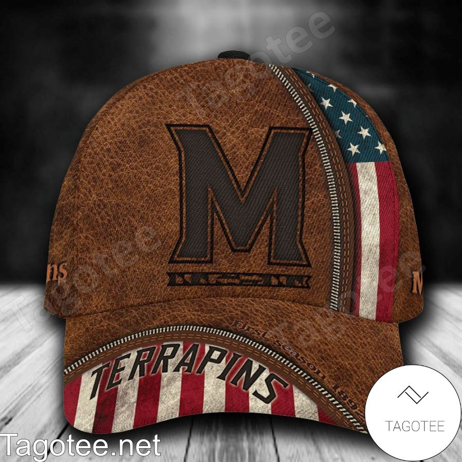 Maryland Terrapins Leather Zipper Print Personalized Cap