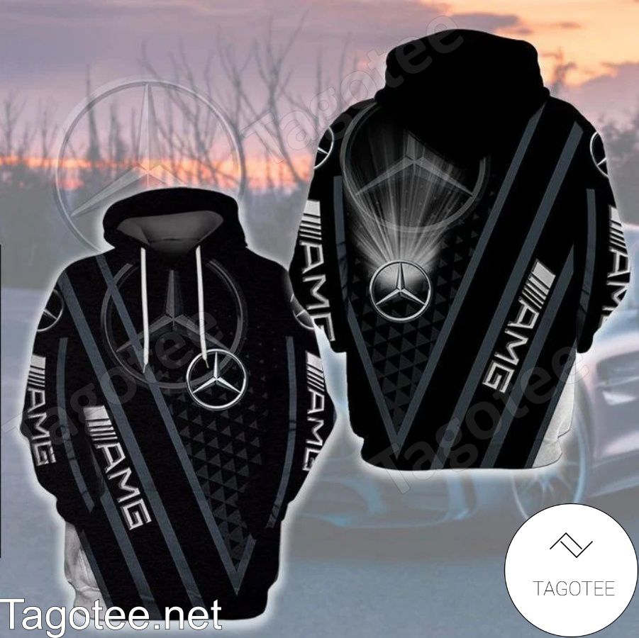 Mercedes Amg Logo Stripes Black Hoodie