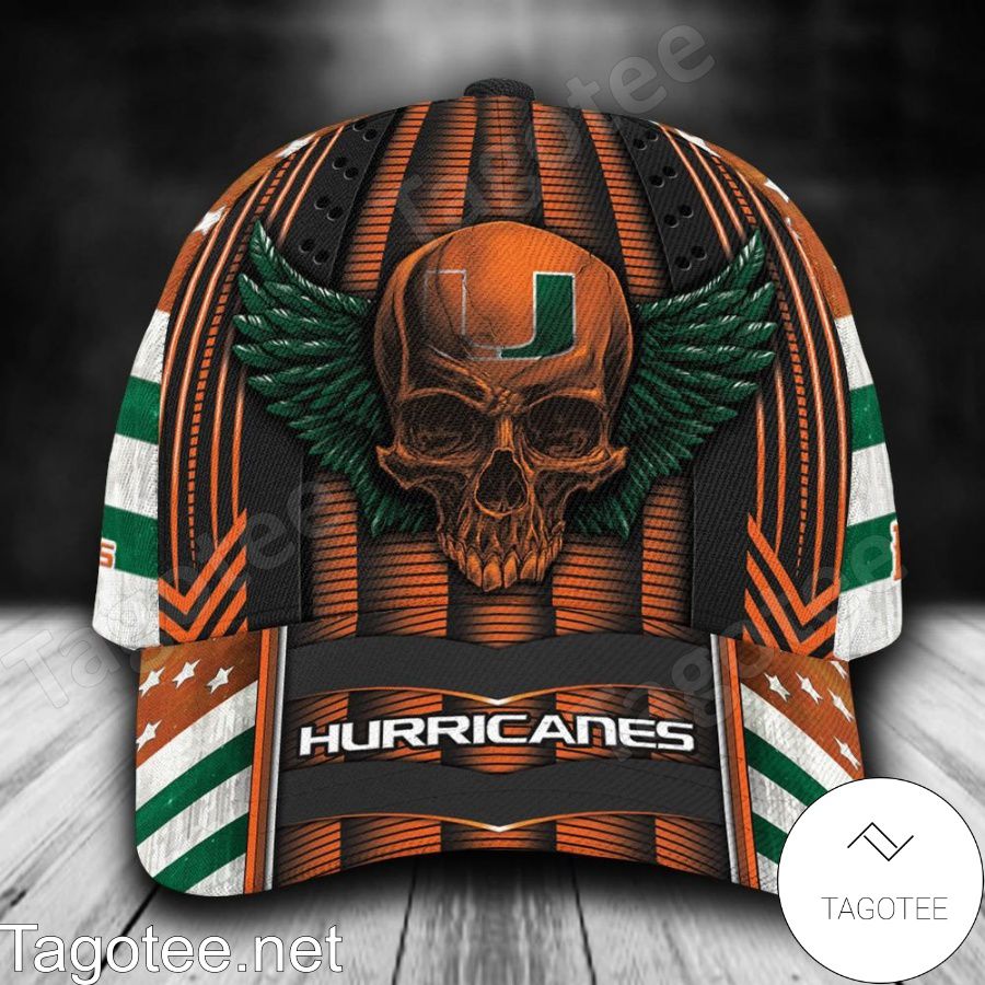 Miami Hurricanes Skull Flag NCAA Personalized Cap