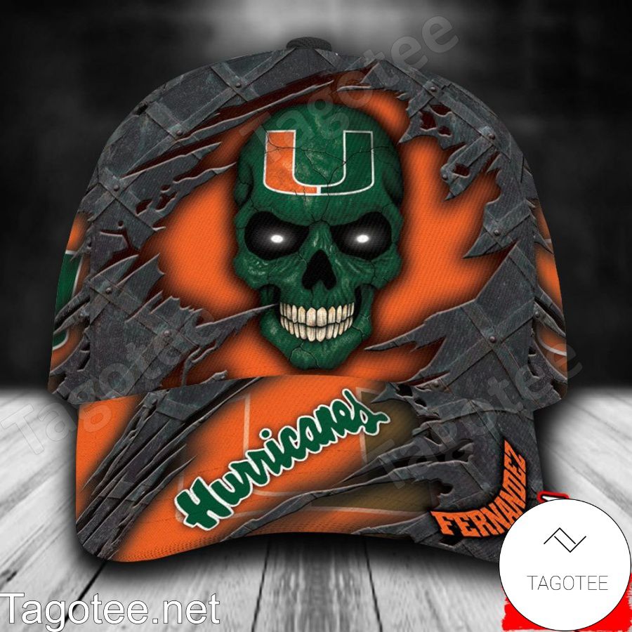 Miami Hurricanes Skull NCAA Personalized Cap