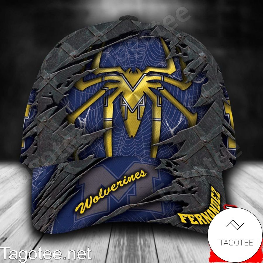 Michigan Wolverines Spiderman NCAA Personalized Cap