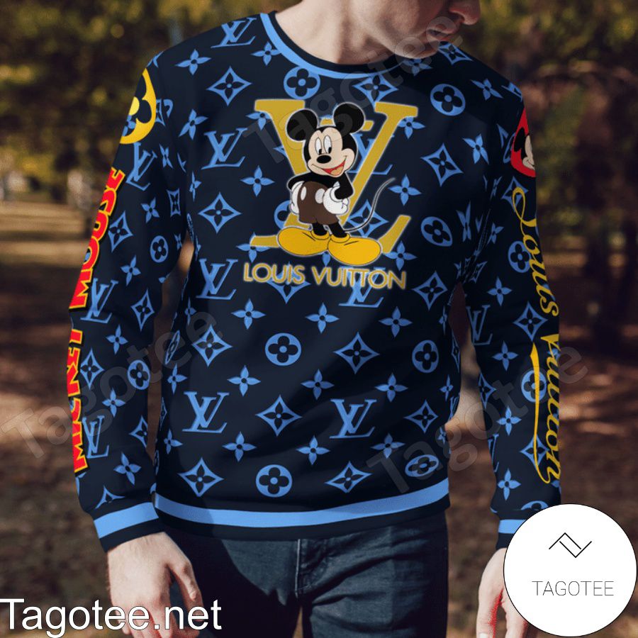Mickey Mouse Louis Vuitton Blue Monogram Sweater a