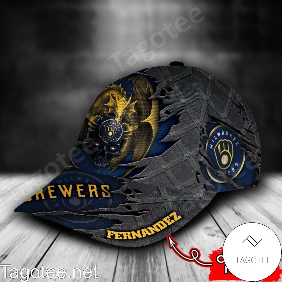 Milwaukee Brewers Crack 3D MLB Custom Name Personalized Cap b