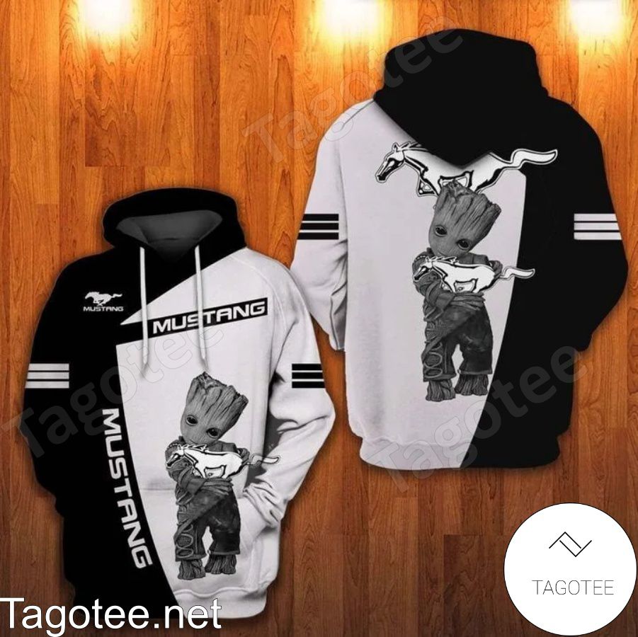Mustang With Groot Black And White Hoodie
