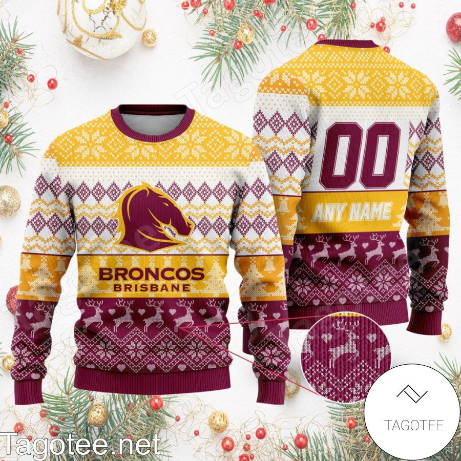 NRL Brisbane Broncos Ugly Christmas Sweater a