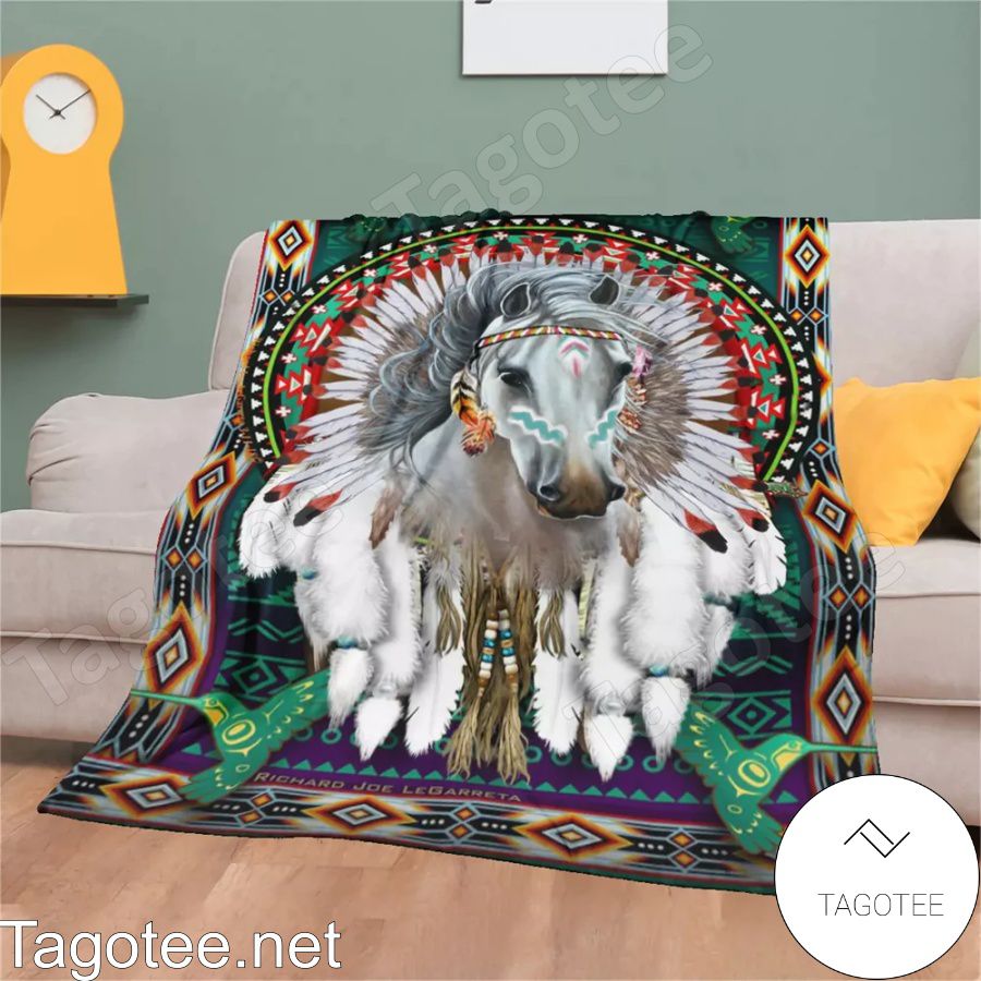 Native Tribal With Horse Blanket a