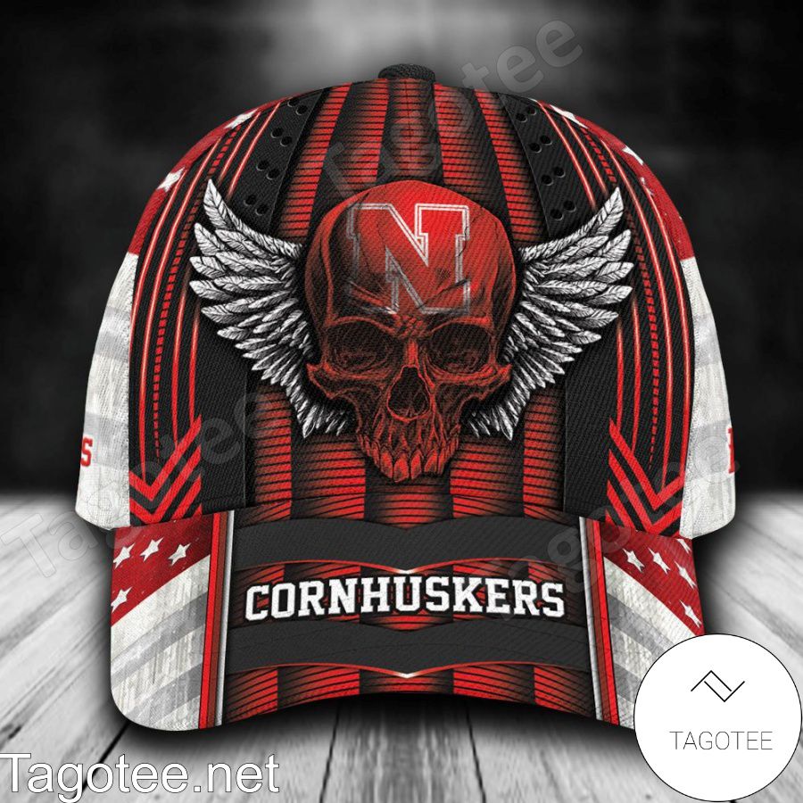 Nebraska Cornhuskers Skull Flag NCAA Personalized Cap