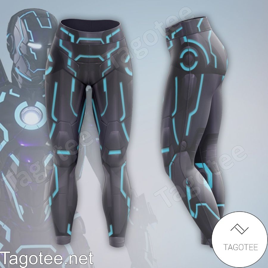 Neon Tech Iron Man Black And Blue Leggings a