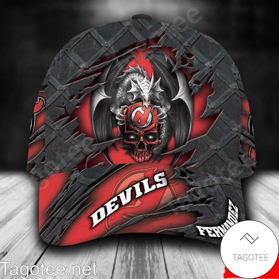 New Jersey Devils Dragon Crack 3D NHL Custom Name Personalized Cap