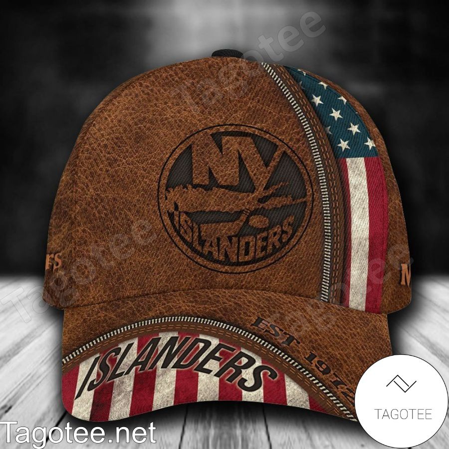 New York Islanders Leather Zipper Print NHL Custom Name Personalized Cap