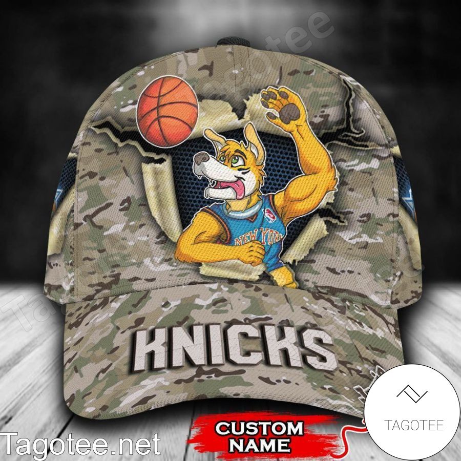 New York Knicks Camo Mascot NBA Custom Name Personalized Cap