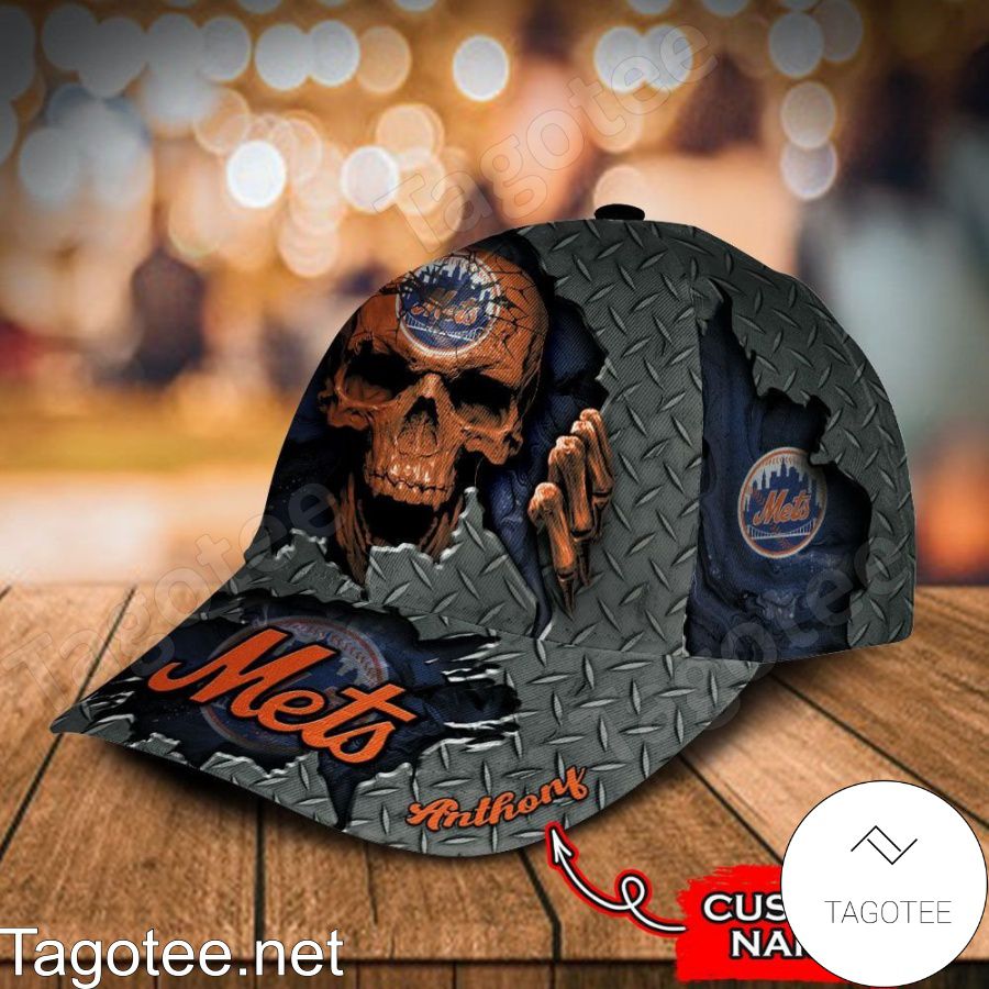New York Mets Skull MLB Custom Name Personalized Cap b