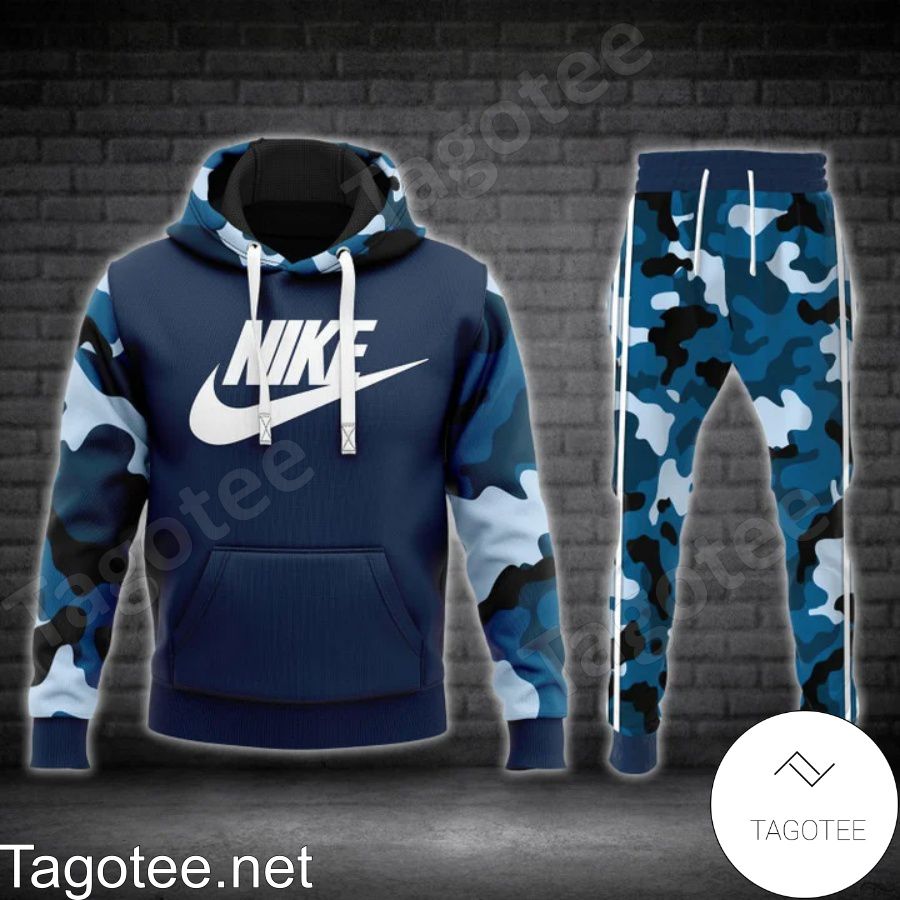 Nike Camouflage Navy Hoodie And Pants