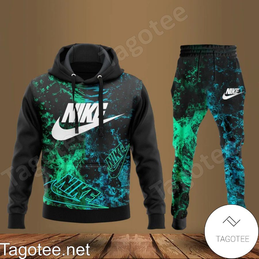 Nike Green And Blue Galaxy Hoodie And Pants
